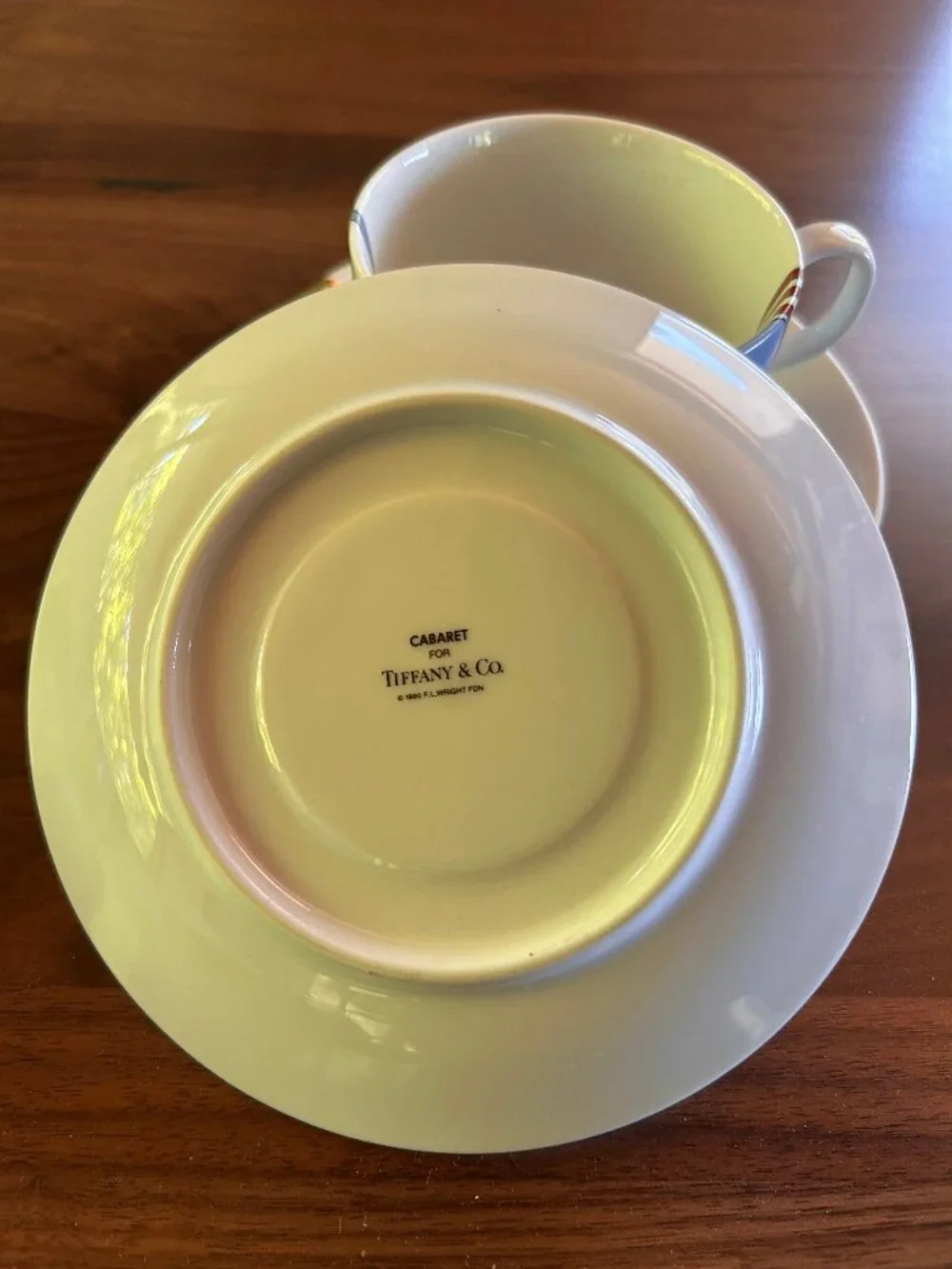 Set of 2 Cabaret by Tiffany & Co for F.L. Wright cups and saucers